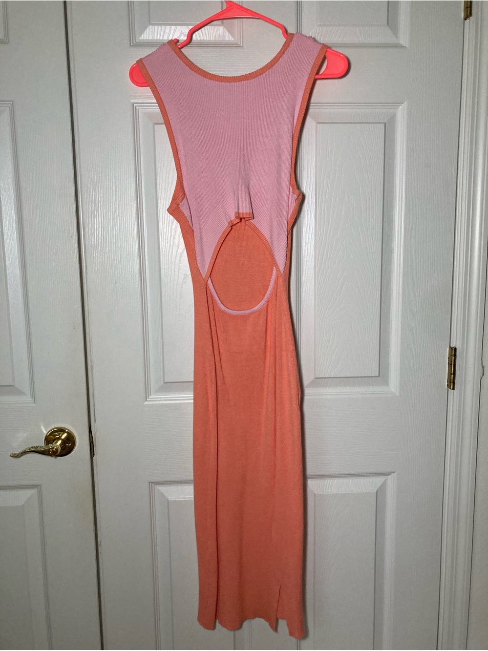 Sleeveless Coral Knit Maxi Dress Sz XL